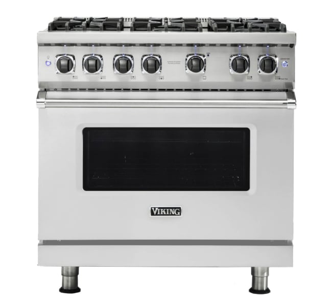 Viking VGR53646BCSBB - 36"W./24"D. Gas Sealed Burner Range-6 Burners-Cast Black w/Brushed Brass