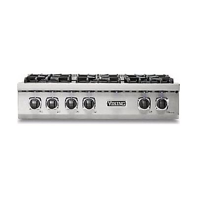 Viking VRT53646BSSBB - 36"W./24"D. Gas Sealed Burner Rangetop-6 Burners-Stainless w/Brushed Brass