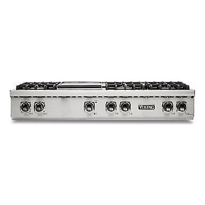 Viking VRT54846GSSBB - 48"W./24"D. Gas Sealed Burner Rangetop-6 Burners/Griddle-Stainless w/Brushed Brass