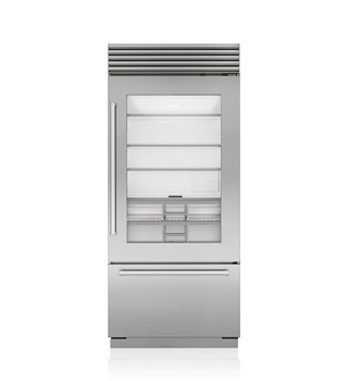 Sub-Zero CL3650UA/S/T/R — 36" Classic Over-and-Under Refrigerator/Freezer with Glass Door - High Altitude - Stainless Steel - Tubular Handle - Right Hinge