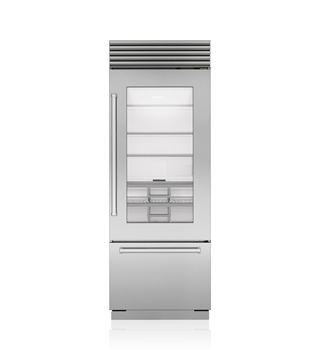 Sub-Zero CL3050UG/S/T/L — 30" Classic Over-and-Under Refrigerator/Freezer with Glass Door - Stainless Steel - Tubular Handle - Left Hinge