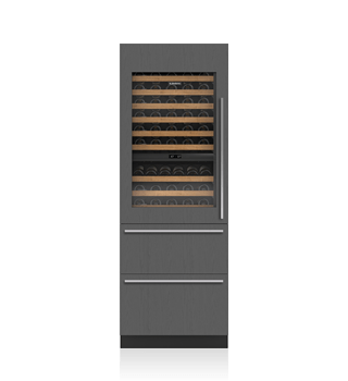 Sub-Zero DET3050WR/R — 30" Designer Wine Storage With Refrigerator Drawers - Panel Ready - Right Hinge