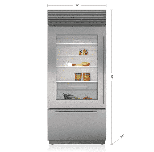 BI-36UA/S/PH-RH Refrigerador (Arriba / Abajo – P. Vidrio) Acero de Fabrica Sub Zero (Descontinuado)