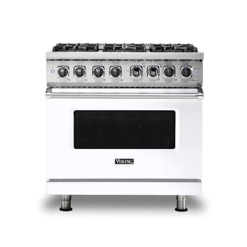 36″W./24″D. Dual Fuel Self-Clean Sealed Burner Range-6 Burners-White
